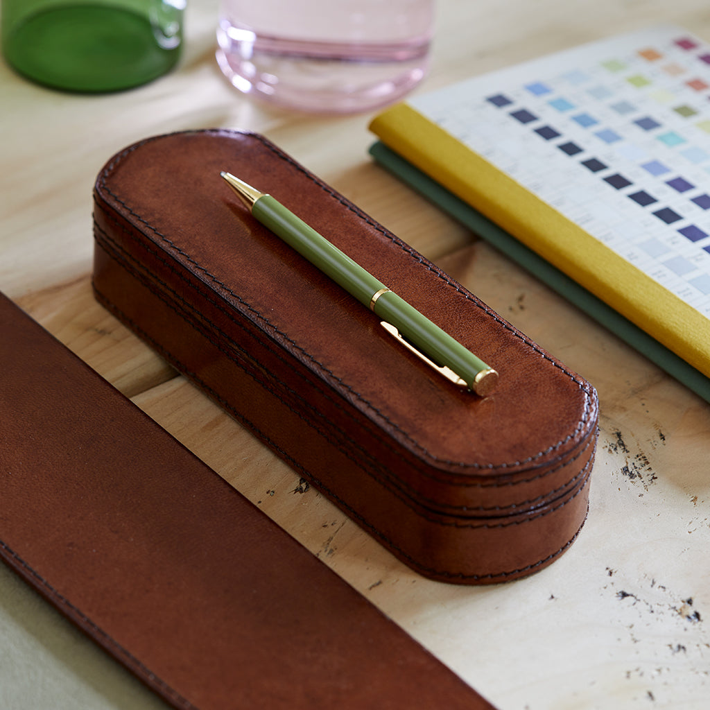 Leather Pen Box For Two