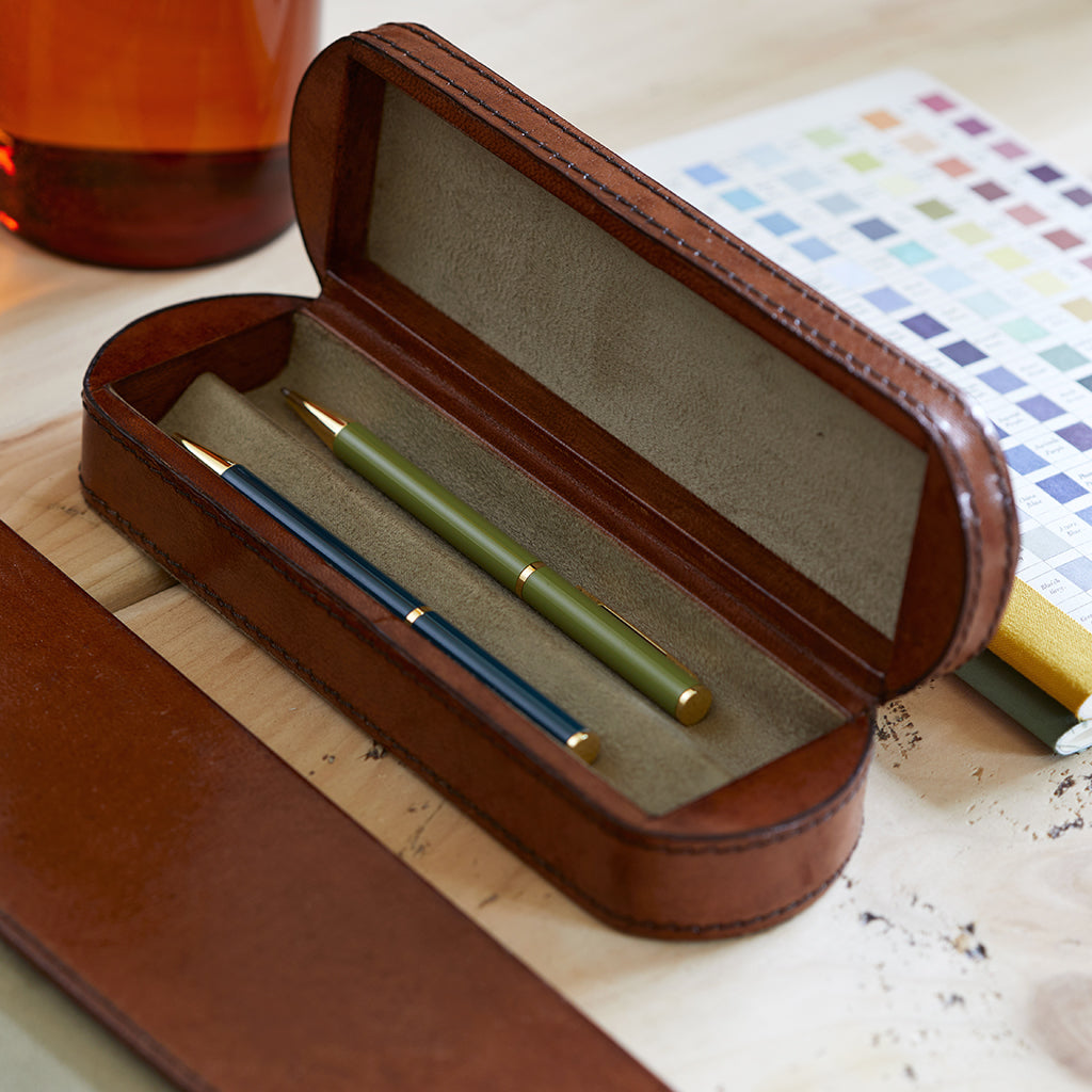 Leather Pen Box For Two