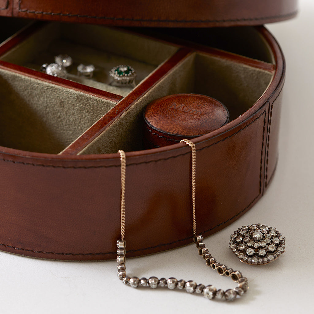 Leather Round Jewellery Box