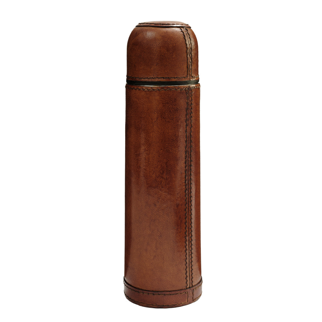 Leather cased thermos flask