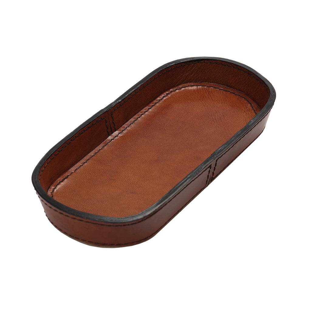 Oval Leather Tray