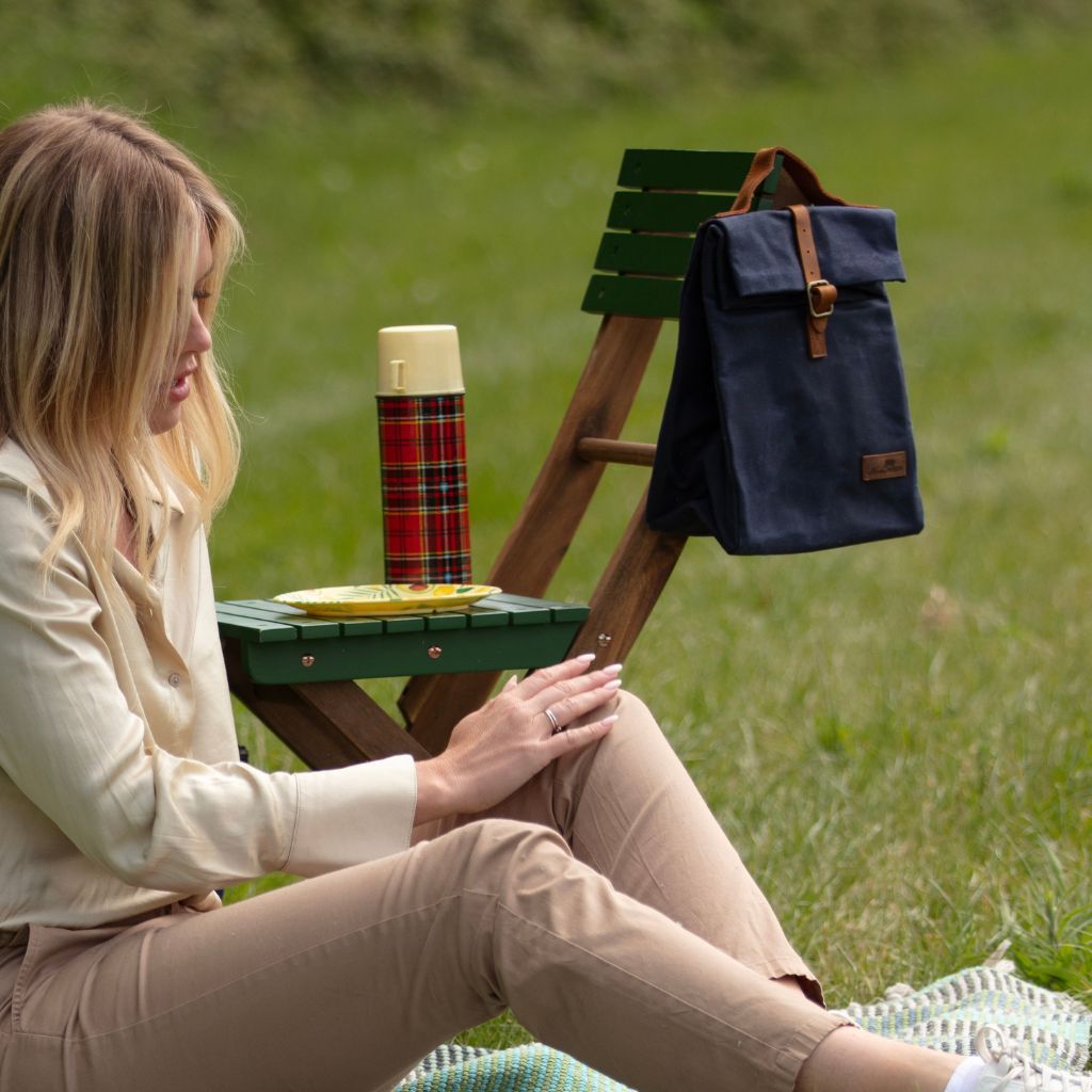 Waxed Canvas Lunch Bag - Navy