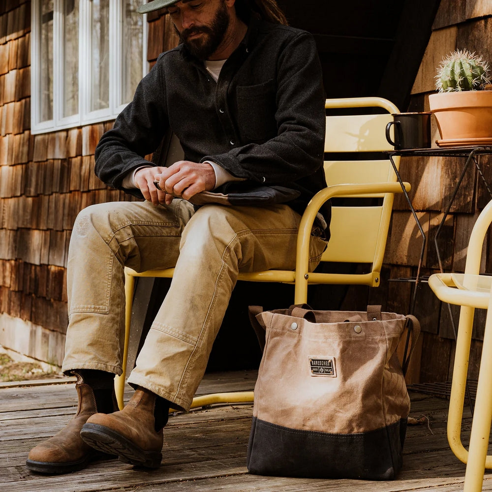 Market tote bag in use by man