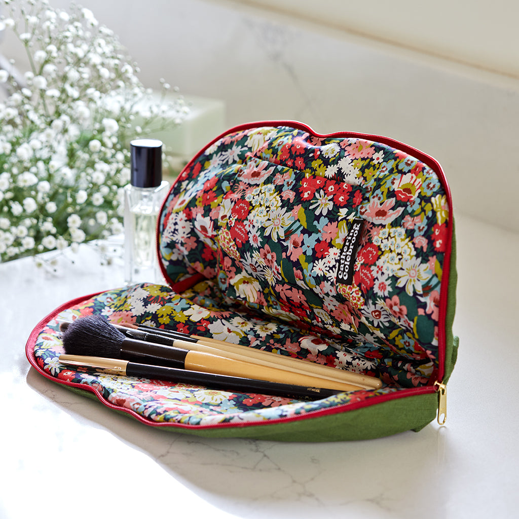 Olive liberty print make up bag