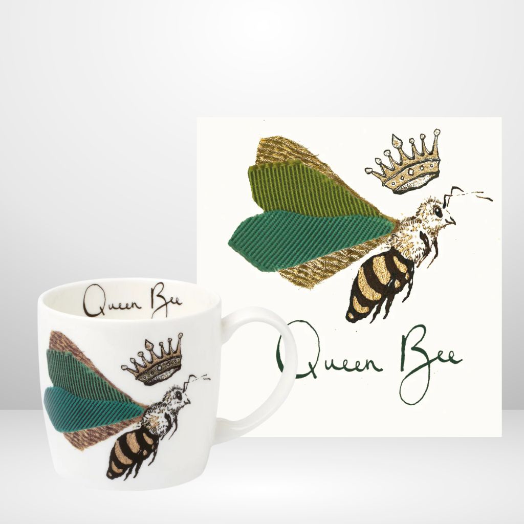 Queen Bee fine bone china mug and matching card