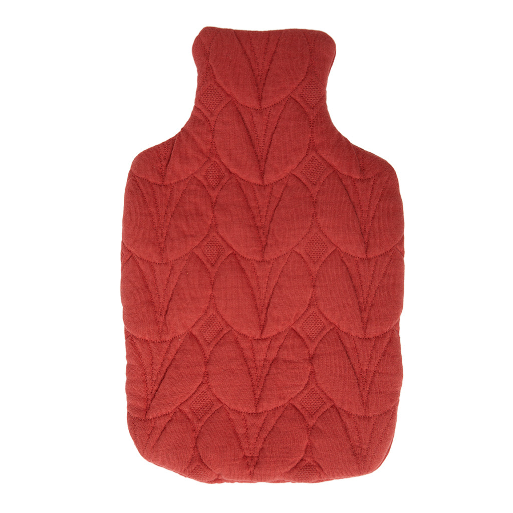 Quilted cotton hot water bottle cover in Coral