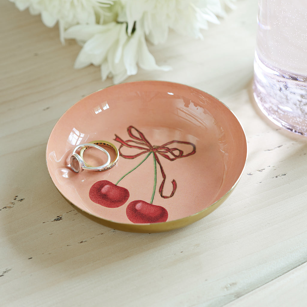 Round Enamel Tray Cherry