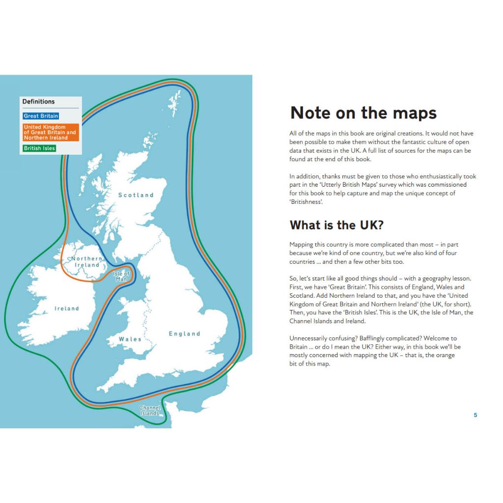 Map of the UK with a note on the maps section explaining the concept of 'Great Britain' and 'United Kingdom'.