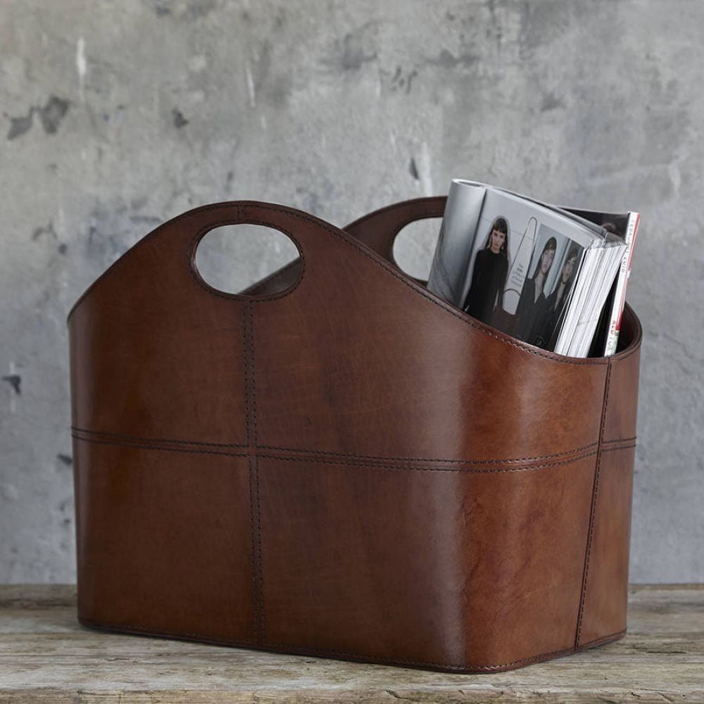 Leather Curved Storage Basket - Life of Riley