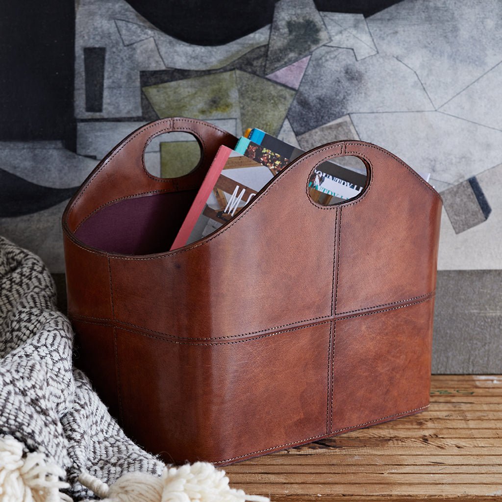 Leather Curved Storage Basket - Life of Riley