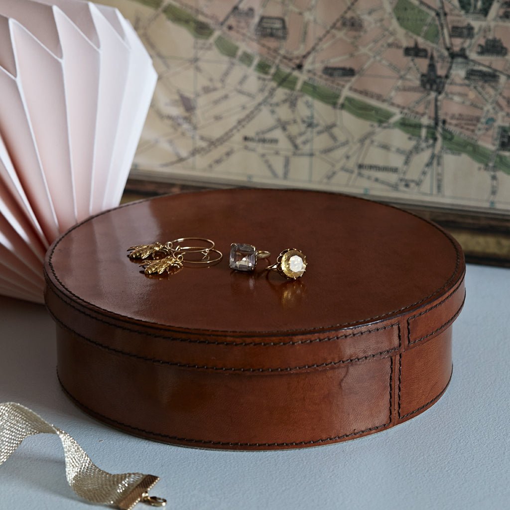 Leather Round Jewellery Box - Life of Riley