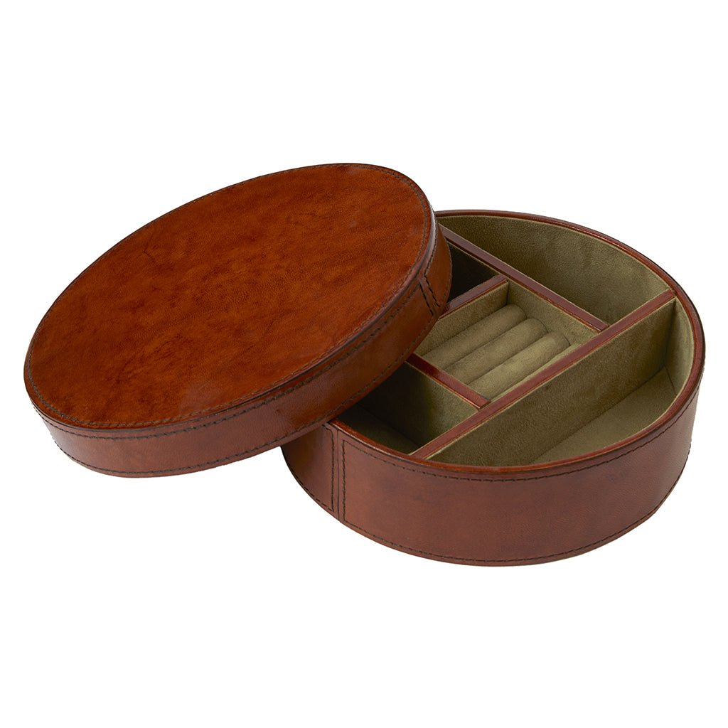 Leather Round Jewellery Box - Life of Riley