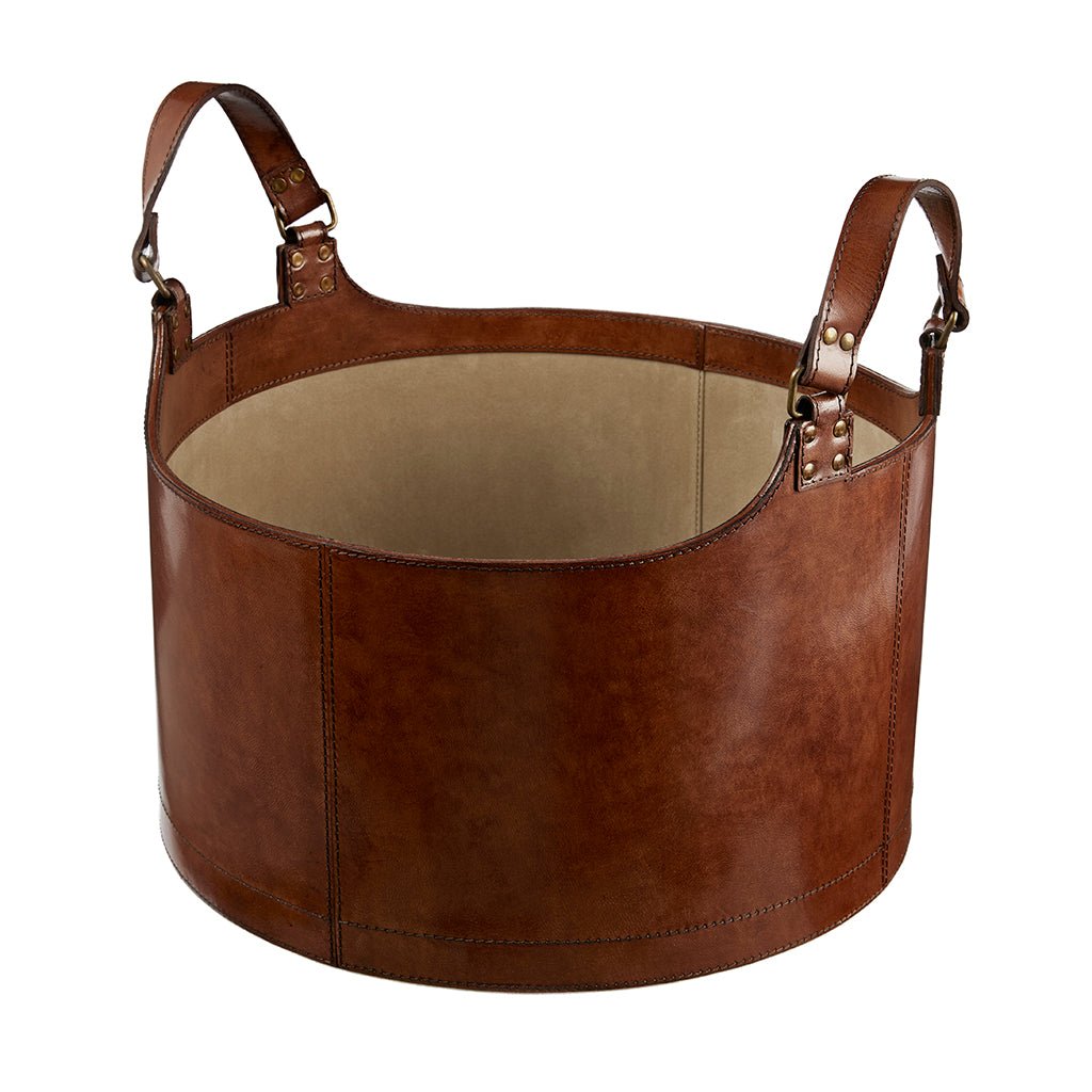 Leather Round Storage Basket - Life of Riley