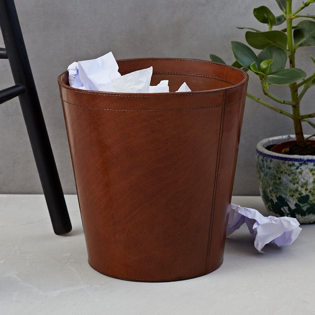 Leather Waste Paper Bin - Life of Riley