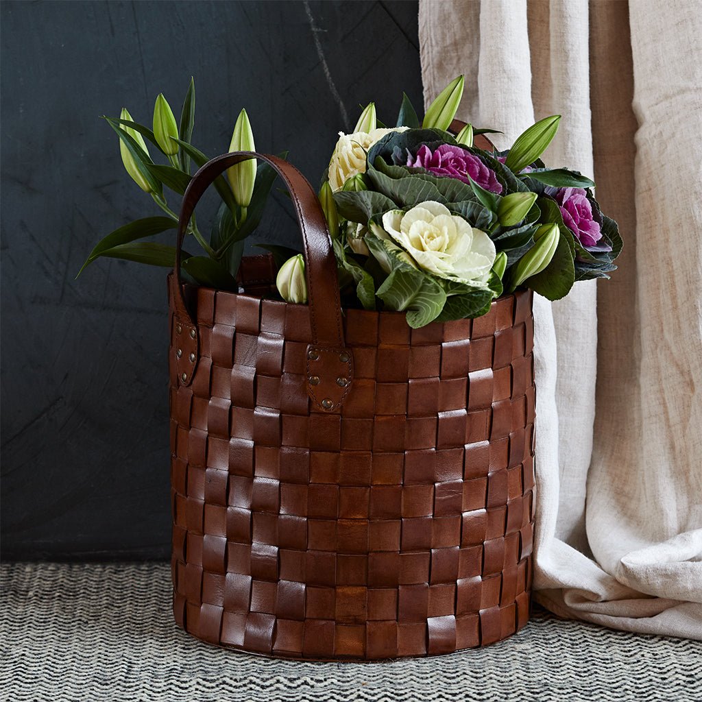 Leather Woven Basket - Small and Large - Life of Riley
