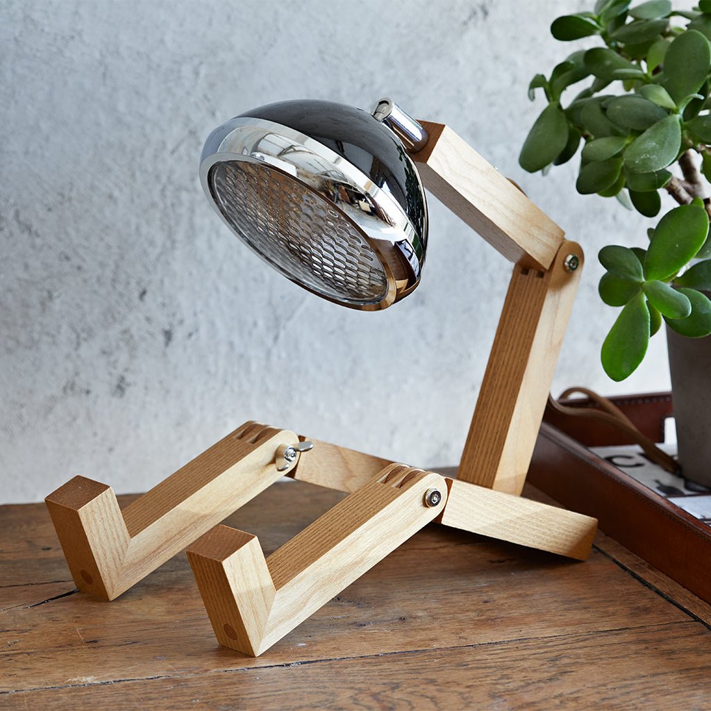 Table Lamp. Retro Style. Ash Wood Handcrafted Body. - Life of Riley