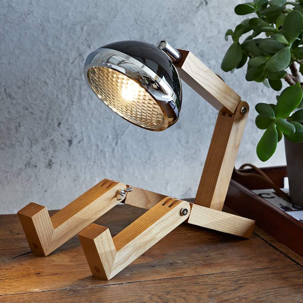 Table Lamp. Retro Style. Ash Wood Handcrafted Body. - Life of Riley