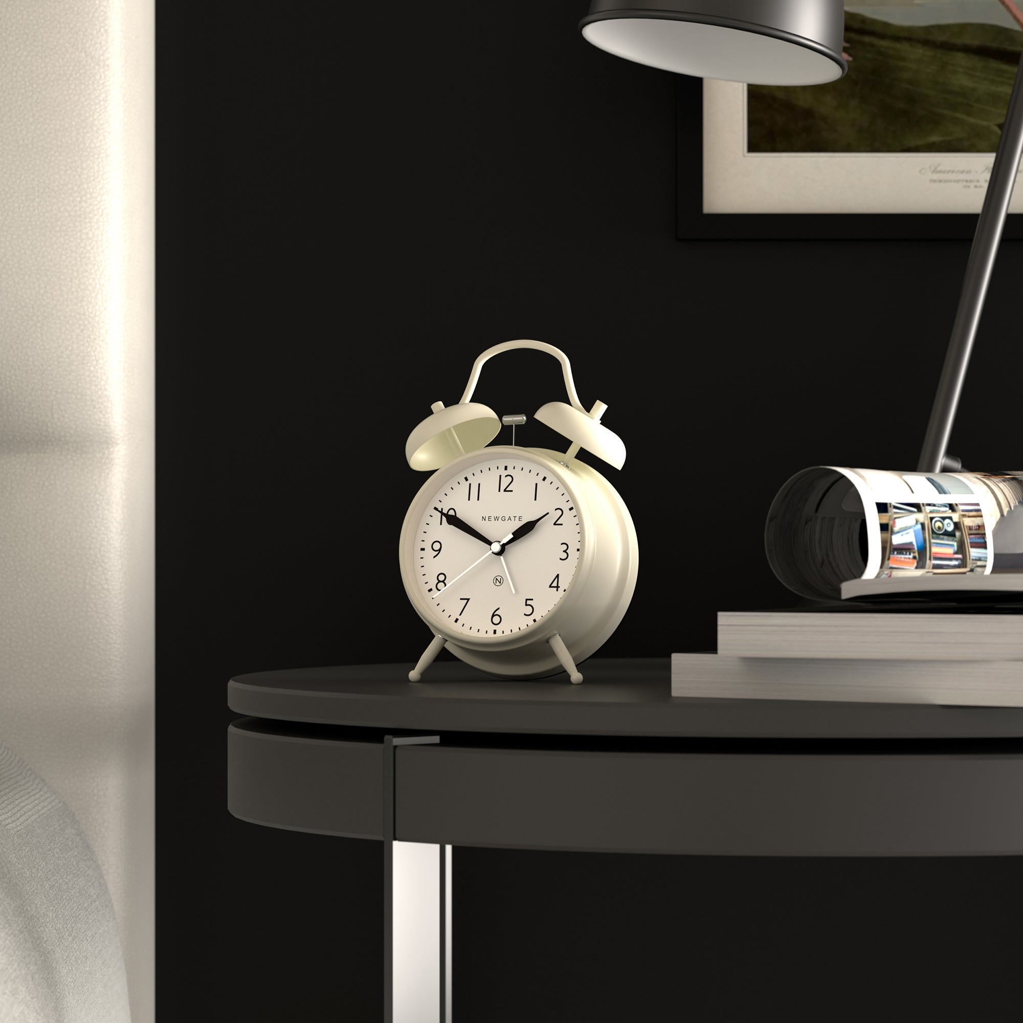 Twin Bell Silent Sweep Analogue Alarm Clock - Linen White - Life of Riley