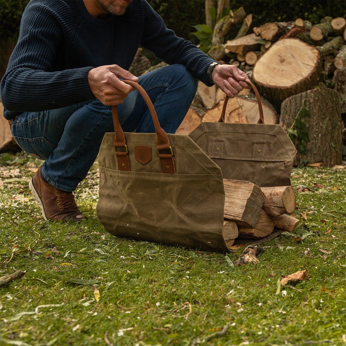 Waxed Canvas Craftwood 2 in 1 Log Bag - Life of Riley