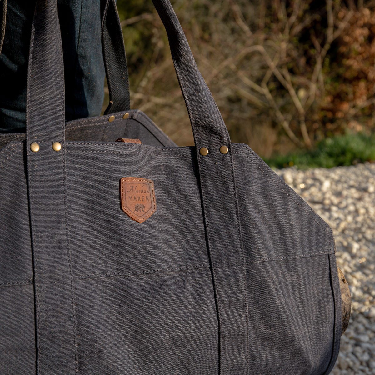 Waxed Canvas & Leather Strap Log Carrier - Life of Riley