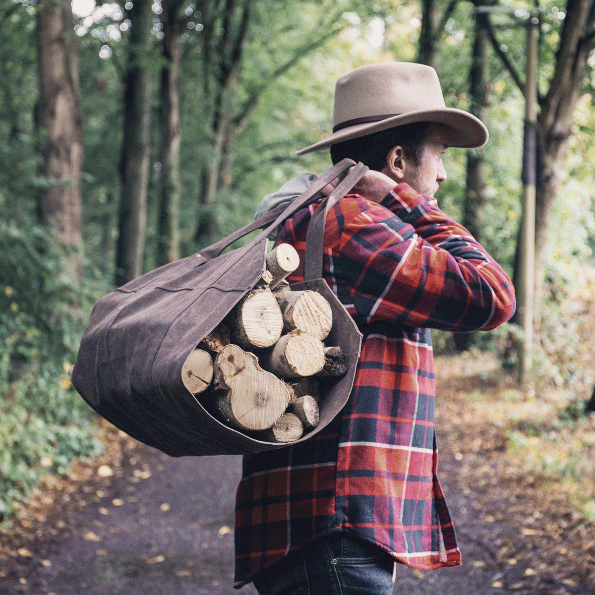 Waxed Canvas & Leather Strap Log Carrier - Life of Riley